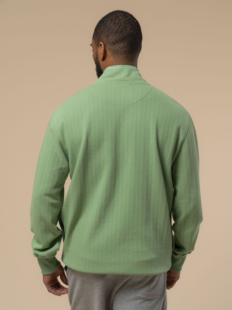 Penfield Green Mens Textured Stripe Half Zip Funnel Sweat Top - Image 2 of 6