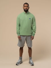 Penfield Green Mens Textured Stripe Half Zip Funnel Sweat Top - Image 3 of 6