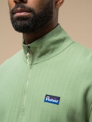 Penfield Green Mens Textured Stripe Half Zip Funnel Sweat Top - Image 4 of 6