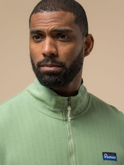 Penfield Green Mens Textured Stripe Half Zip Funnel Sweat Top - Image 5 of 6