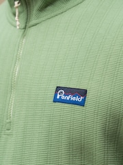 Penfield Green Mens Textured Stripe Half Zip Funnel Sweat Top - Image 6 of 6