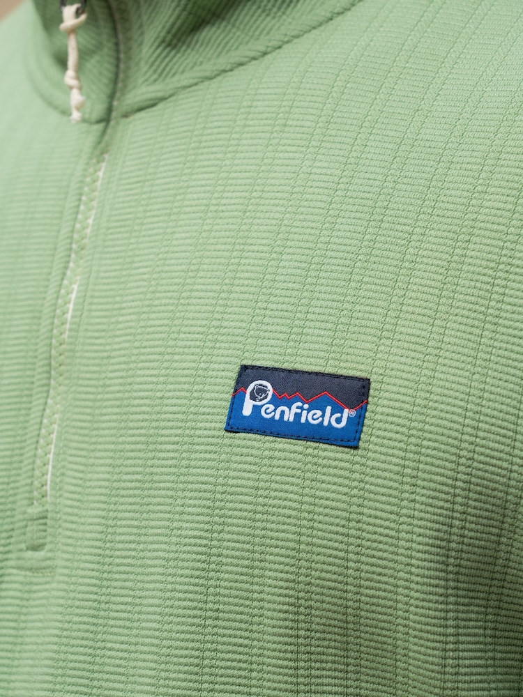 Penfield Green Mens Textured Stripe Half Zip Funnel Sweat Top - Image 6 of 6