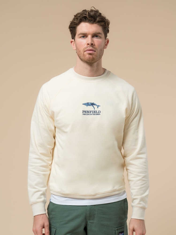 Penfield Cream Mens Embroidered Whale Sweatshirt - Image 1 of 5