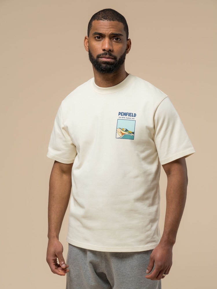 Penfield Cream Mens Block Landscape Graphic T-Shirt - Image 1 of 6