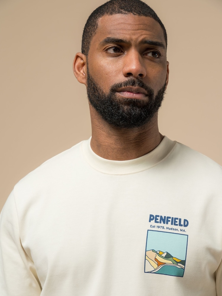 Penfield Cream Mens Block Landscape Graphic T-Shirt - Image 4 of 6