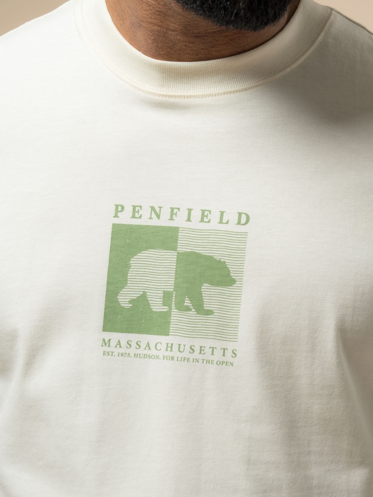 Cream - Penfield moška majica s kontrastnimi črtami in grafiko medveda - Slika 6 iz 6
