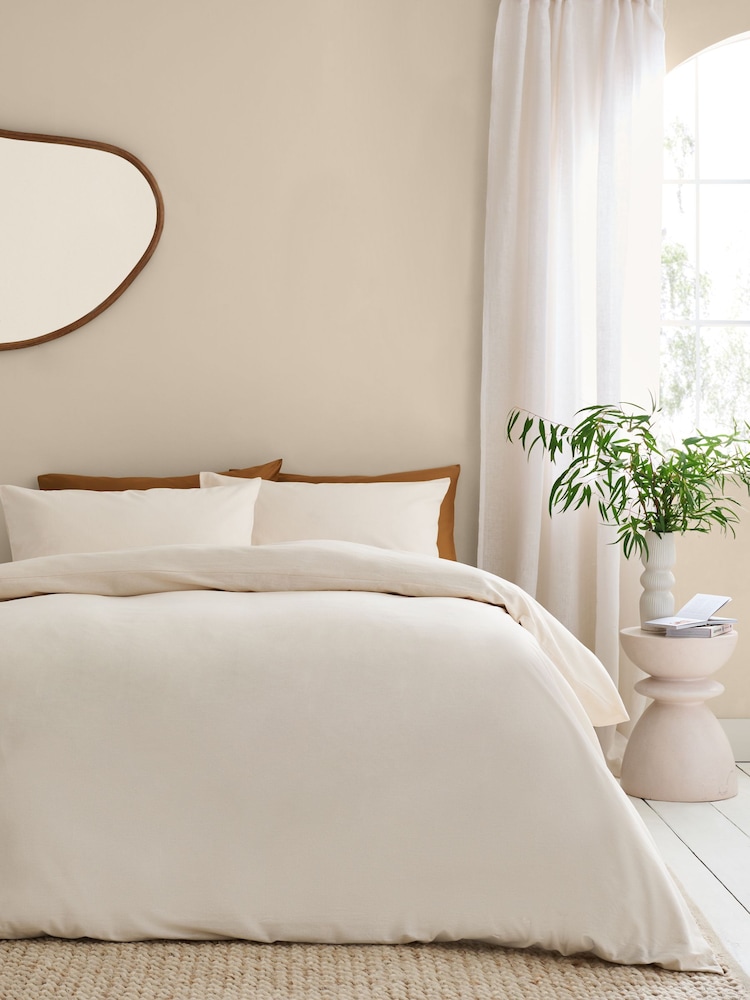 Ivory Brushed Supersoft Cotton Duvet Cover And Pillowcase Set - Image 1 of 5 Ivory Brushed Supersoft Cotton Duvet Cover And Pillowcase Set - Image 1 of 5