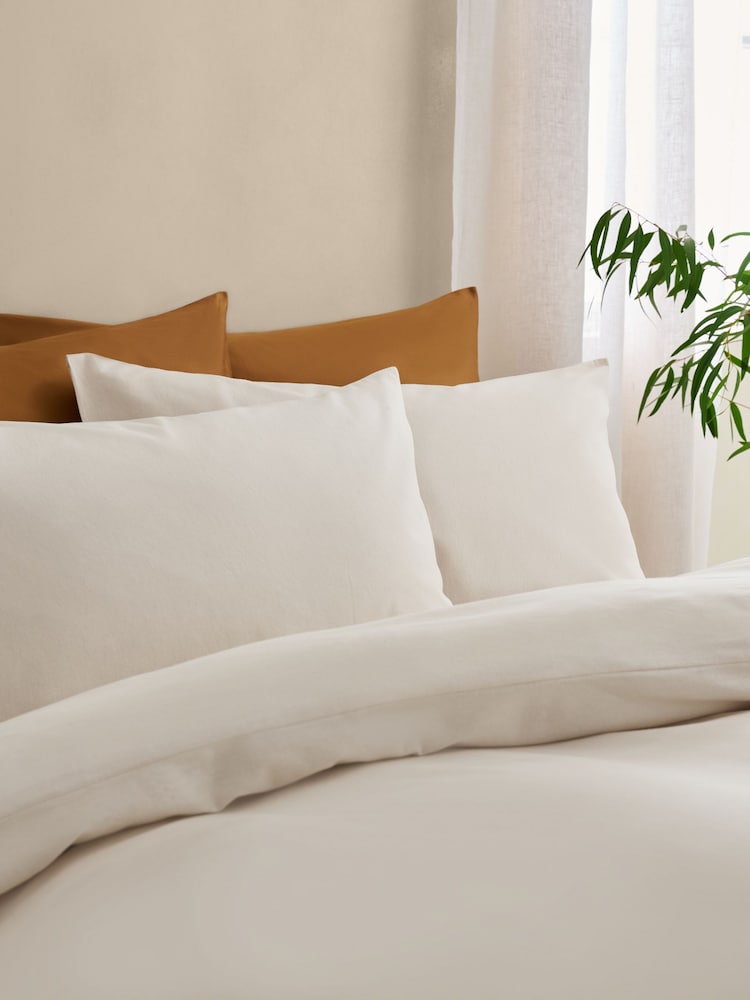 Ivory Brushed Supersoft Cotton Duvet Cover And Pillowcase Set - Image 2 of 5 Ivory Brushed Supersoft Cotton Duvet Cover And Pillowcase Set - Image 2 of 5