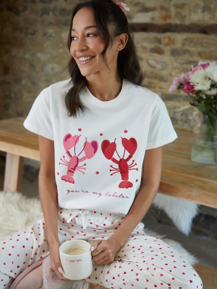 Threadbare Heart Graphic Print 100% Cotton Pyjamas Set - صورة 1 من 5