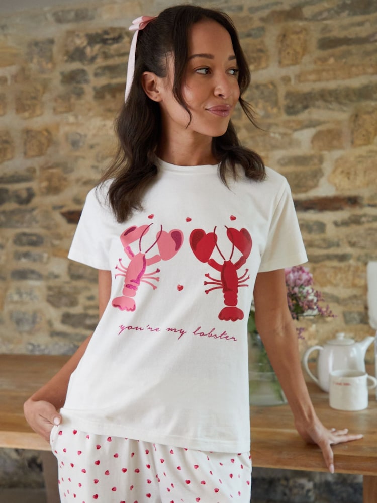 Threadbare Heart Graphic Print 100% Cotton Pyjamas Set - صورة 5 من 5