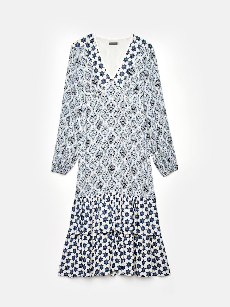Mint Velvet Blue Geo Mixed Print Midi Dress - Image 7 of 9