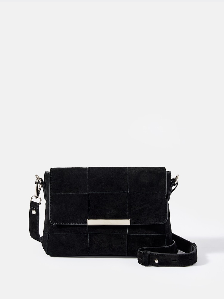 Mint Velvet Black Lara Woven Cross-Body Bag - Image 1 of 6