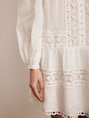 Mint Velvet White Lace Detail Mini Dress - Image 4 of 8
