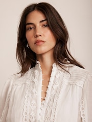 Mint Velvet White Lace Detail Mini Dress - Image 6 of 8