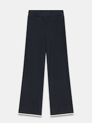 Mint Velvet Blue Ribbed Contrast Trim Wide Trousers - Image 5 of 7