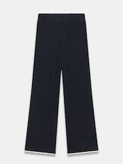 Mint Velvet Blue Ribbed Contrast Trim Wide Trousers - Image 6 of 7