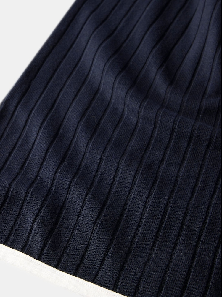 Mint Velvet Blue Ribbed Contrast Trim Wide Trousers - Image 7 of 7