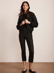 Mint Velvet Black Lace Mix Bomber Jacket - Image 4 of 8