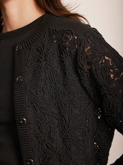 Mint Velvet Black Lace Mix Bomber Jacket - Image 6 of 8