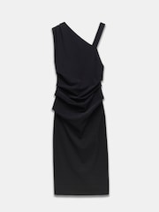 Mint Velvet Black Black Asymmetric Sculpting Midi Dress - Image 7 of 8