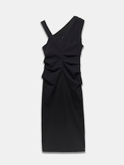 Mint Velvet Black Black Asymmetric Sculpting Midi Dress - Image 8 of 8