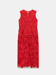 Mint Velvet Red Floral Print Lace Midi Dress - Image 7 of 8