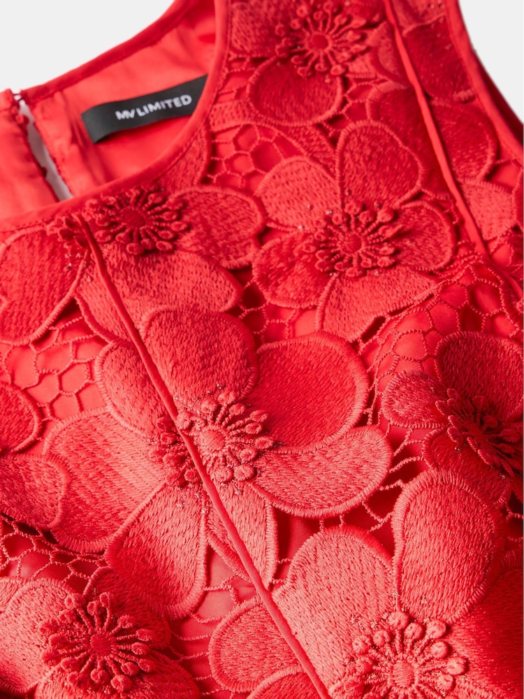 Mint Velvet Red Floral Print Lace Midi Dress - Image 8 of 8 Mint Velvet Red Floral Print Lace Midi Dress - Image 8 of 8