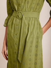 Mint Velvet Green Broderie 100% Cotton Midi Dress - Image 4 of 7
