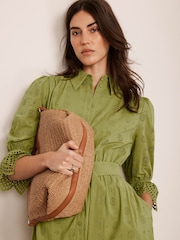 Mint Velvet Green Broderie 100% Cotton Midi Dress - Image 5 of 7