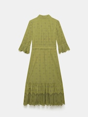 Mint Velvet Green Broderie 100% Cotton Midi Dress - Image 7 of 7