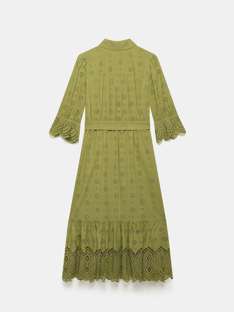 Mint Velvet Green Broderie 100% Cotton Midi Dress - Image 7 of 7