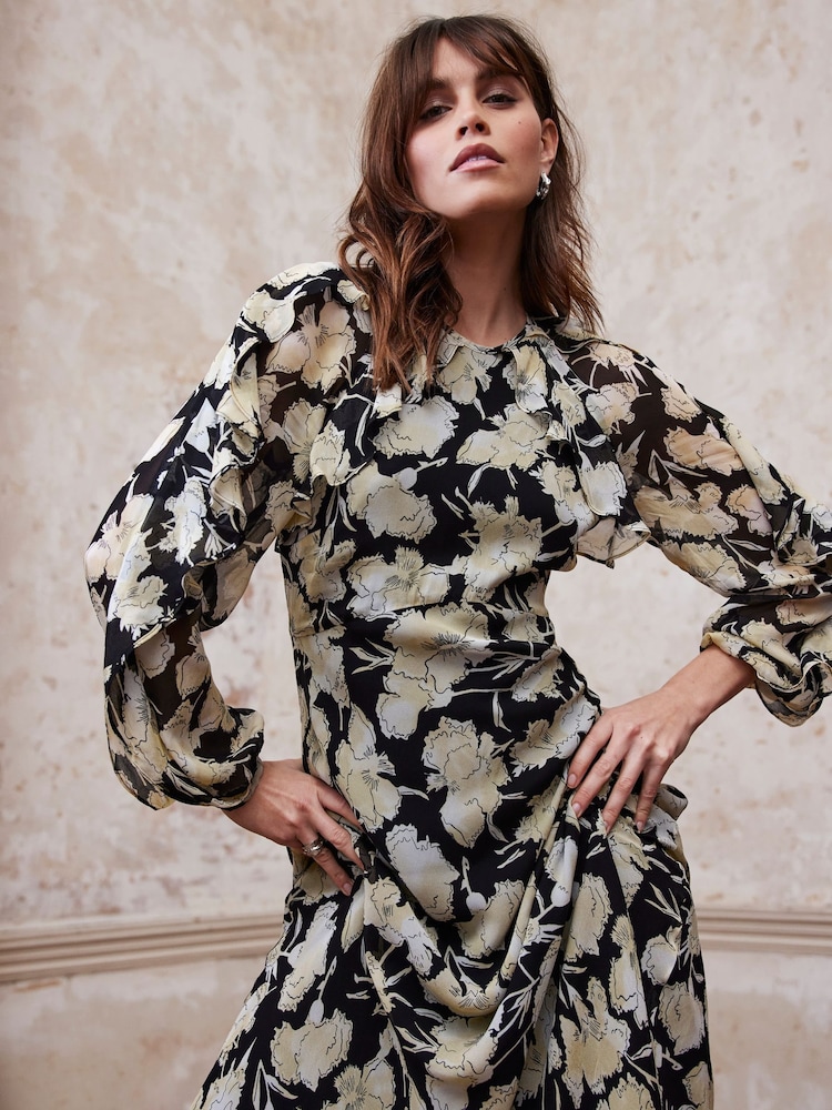 Mint Velvet Black Floral Print Maxi Dress - Image 2 of 8