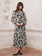 Mint Velvet Black Floral Print Maxi Dress - Image 5 of 8