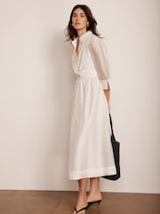Mint Velvet White Twist Detail Midi Dress - Image 2 of 8
