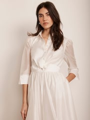 Mint Velvet White Twist Detail Midi Dress - Image 3 of 8
