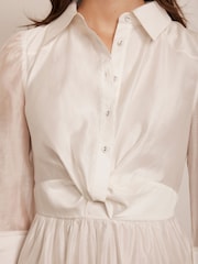 Mint Velvet White Twist Detail Midi Dress - Image 4 of 8