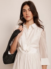 Mint Velvet White Twist Detail Midi Dress - Image 6 of 8