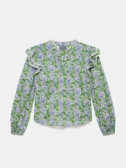 Mint Velvet Green Floral Print 100% Cotton Blouse - Image 7 of 8