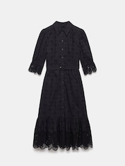 Mint Velvet Black Broderie 100% Cotton Midi Dress - Image 7 of 8