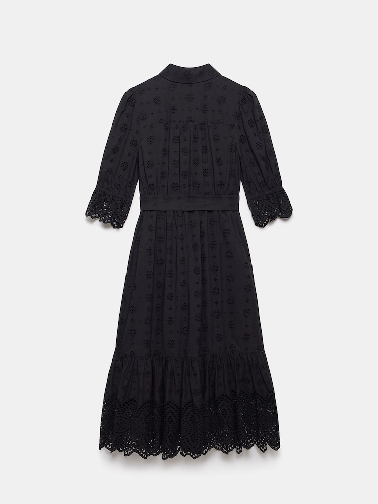 Mint Velvet Black Broderie 100% Cotton Midi Dress - Image 8 of 8