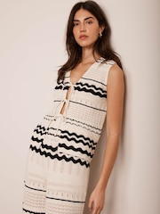 Mint Velvet White Striped Knit 100% Cotton Vest - Image 3 of 8