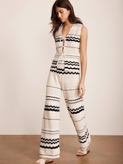 Mint Velvet White Striped Knit 100% Cotton Vest - Image 4 of 8