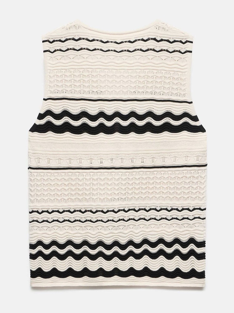 Mint Velvet White Striped Knit 100% Cotton Vest - Image 8 of 8