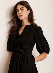 Mint Velvet Black Puff Sleeve Midi Dress - Image 3 of 8
