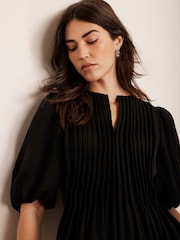 Mint Velvet Black Puff Sleeve Midi Dress - Image 5 of 8