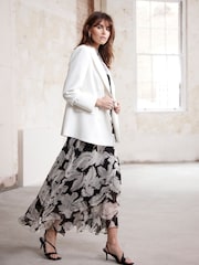 Mint Velvet Black Feather Print Midi Dress - Image 3 of 8