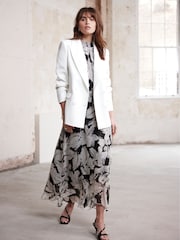 Mint Velvet Black Feather Print Midi Dress - Image 4 of 8