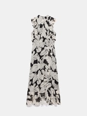 Mint Velvet Black Feather Print Midi Dress - Image 7 of 8