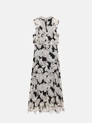 Mint Velvet Black Feather Print Midi Dress - Image 8 of 8