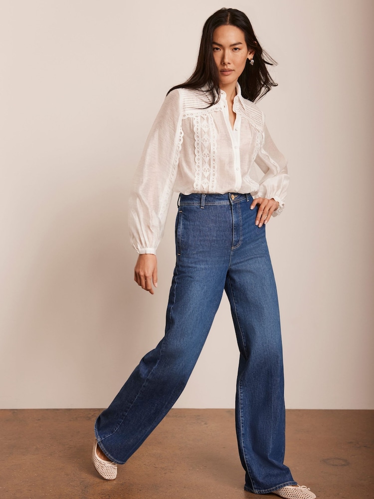Mint Velvet Blue Wash Wide Jeans - Image 2 of 7